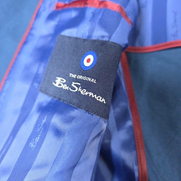 Ben Sherman Mens 40L Blue Fluke Blazer Cotton Spandex Suit Jacket Two Button NWT - Picture 13 of 15